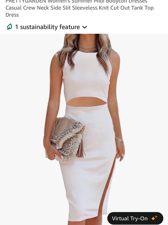 PrettyGarden Dresses & Skirts - Sleeveless White Ribbed Midi Dress with Cutout and Side Slit